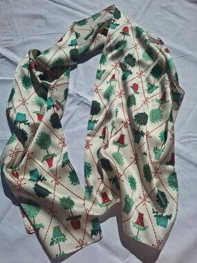 Christmas Holiday Silk Women's Scarf Rectangle Talbots Italy